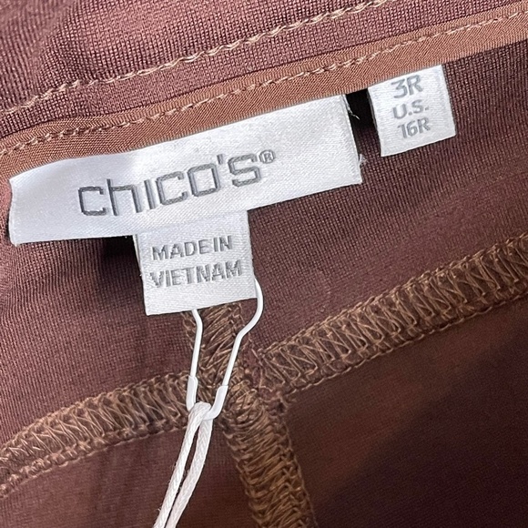 NWT Chico's Brown Five Pocket Ponte Faux Leather Slim Leg Front Pant Size 3R/16R - Picture 10 of 12